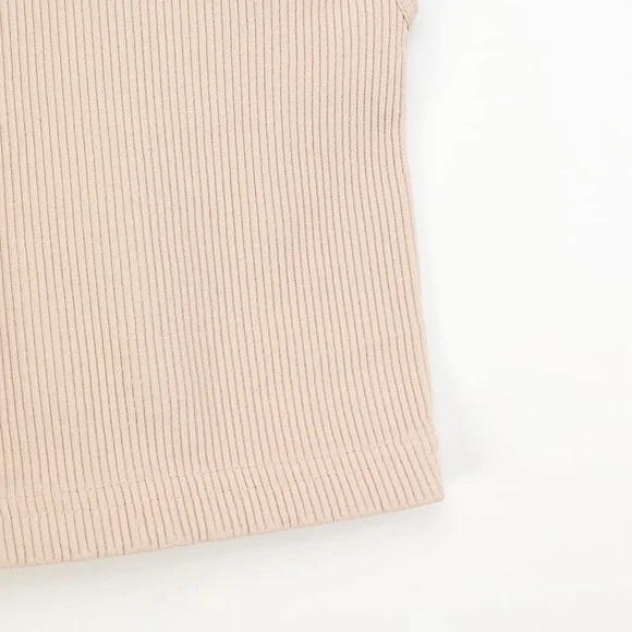 Free People Movement Cropped Run Beige Ribbed Tank - Picture 4 of 9